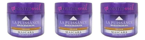 La Puissance Laboratoires Kit 3 Mascaras Capilares Matizador Silver X250ml Uso Profesional Cabellos Grises Rubios Platinados Con Reflejos Ideal Peluqueria Salon Barberia