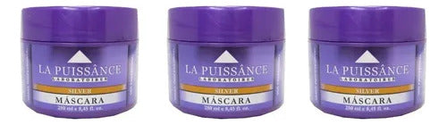 La Puissance Laboratoires Kit 3 Mascaras Capilares Matizador Silver X250ml Uso Profesional Cabellos Grises Rubios Platinados Con Reflejos Ideal Peluqueria Salon Barberia
