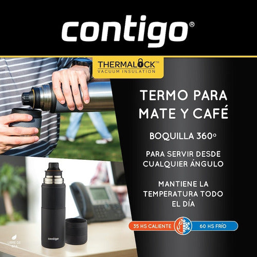 Termo Termico 1.1l Ceba 360 Contigo Ss Gris Acero Inoxidable Cromo