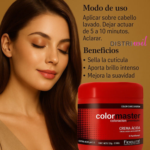 Combo Fidelite Mascaras Capilares Crema Extra Acida X270ml X3 Unidades Restaura Sella Cuticula Antifrizz Protege Fibra Capilar Brillo Hidratacion - Ideal Uso Post Decoloracion Alisado Coloracion