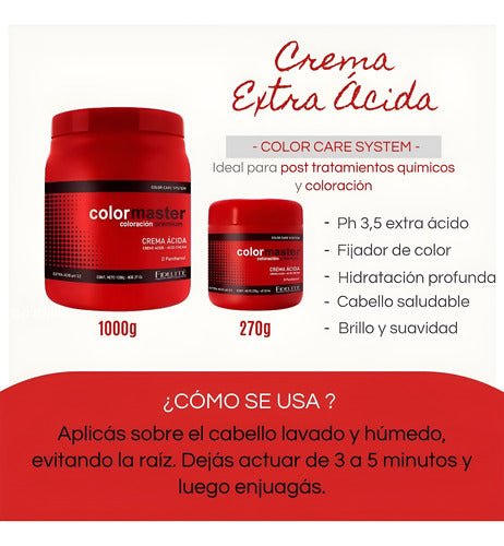 Fidelite Color Master Crema Extra Acida Combo X1000g + X270g