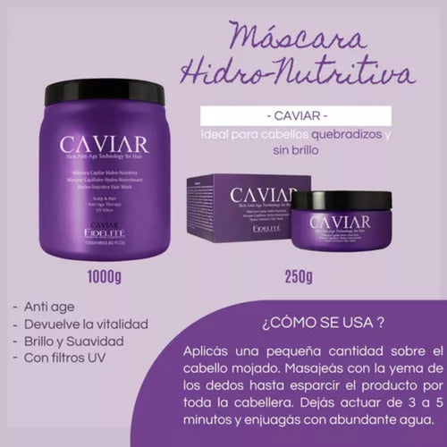 Kit Mascara Capilar Argan Mythical X250ml + Caviar Hidro Nutritivo X250ml Fidelite