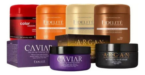 Kit Mascara Capilar Argan Mythical X250ml + Caviar Hidro Nutritivo X250ml Fidelite