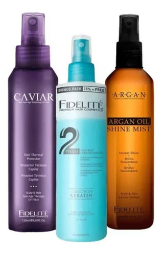 Kit Protectores Shine Mist + Caviar + Biphase Desenredante