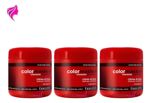 Combo Fidelite Mascaras Capilares Crema Extra Acida X270ml X3 Unidades Restaura Sella Cuticula Antifrizz Protege Fibra Capilar Brillo Hidratacion - Ideal Uso Post Decoloracion Alisado Coloracion