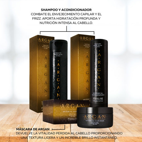 Kit Fidelite Myth Argan Shampoo + Acond + Oleo + Mascarilla