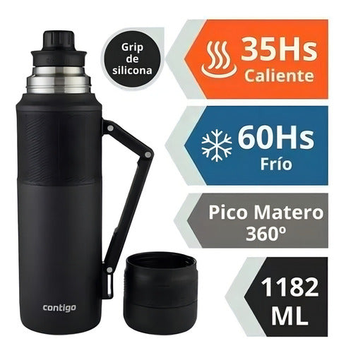 Termo Contigo Ashland Chill 2070897 35hs Agua Caliente 1200cc Color Negro
