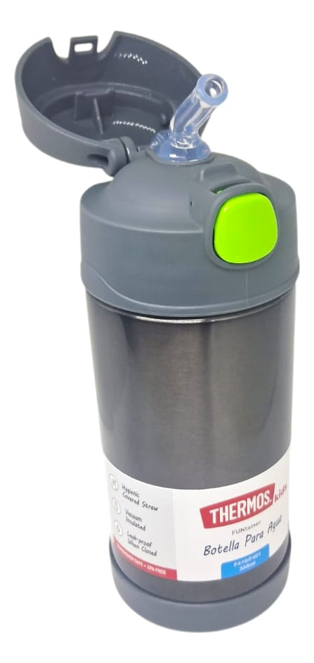Botella Termica Thermos Funtainer 355ml Gris Y Verde Liso Gris Oscuro