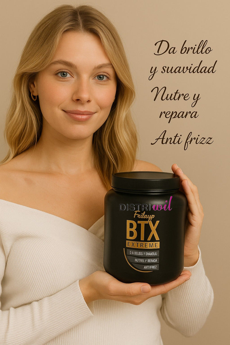 Kit 3 Baños De Crema Frilayp Botox + Keratina Y Argan + Lino Con Acido Hialuronico X1000g X3 Unidades - Reconstruye Fibra Capilar Hidrata Suaviza Renueva Revitaliza Nutre