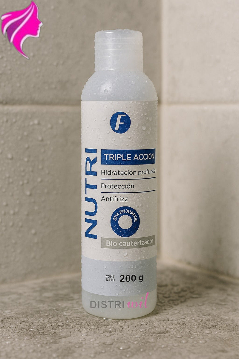 Nutri Triple Accion Frilayp X200g Hidratacion Profunda Proteccion AntiFrizz - Bio Cauterizador Sin Enjuague - Brillo con Oleo Extraordinario Reparacion Absoluta para Cabellos Deshidratados