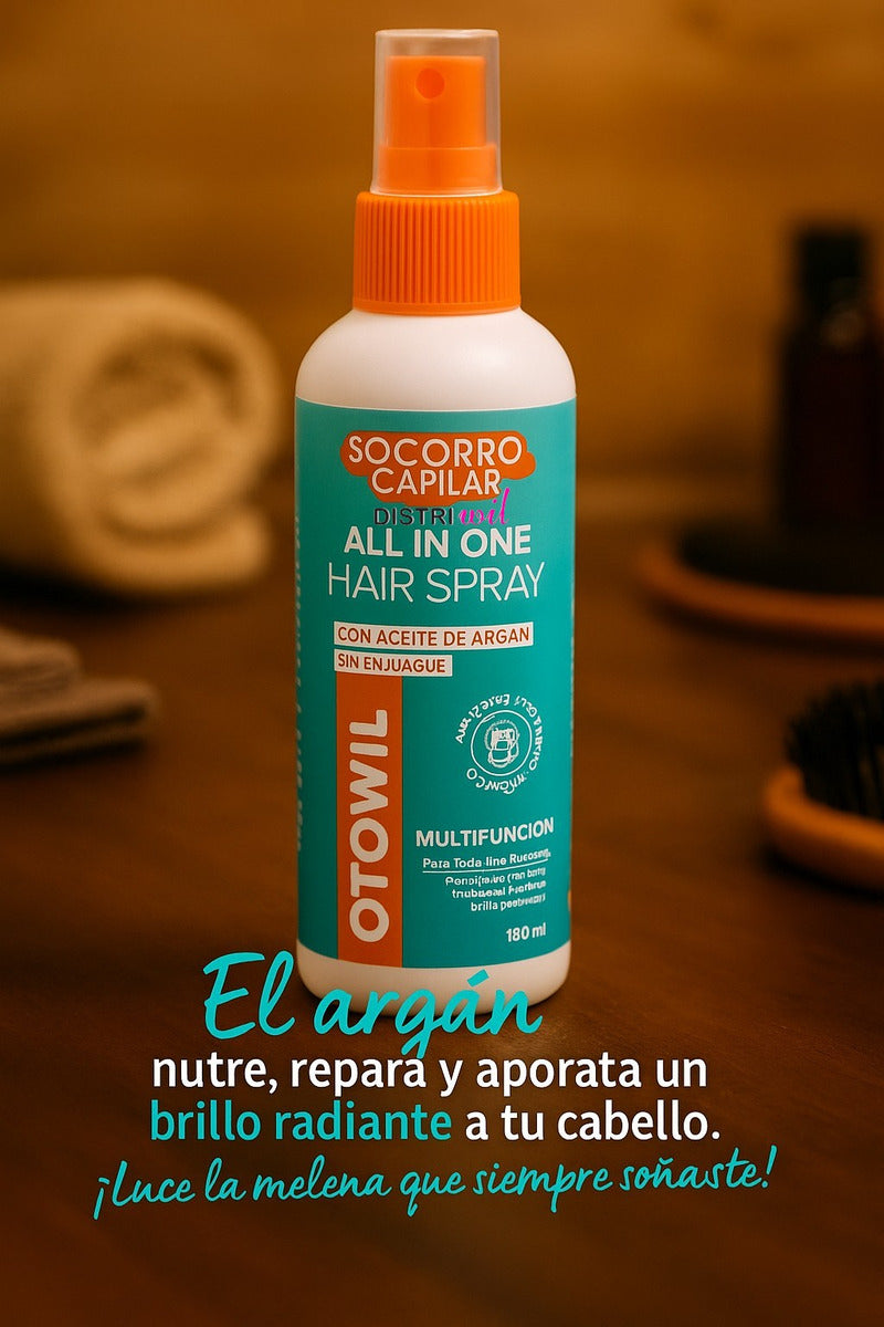Tratamiento En Spray Otowil X3 Uni Socorro Capilar X180ml Con Aceite De Argan All In One Hair - Anti Frizz Multifuncion Reparador Protector Termico Sin Enjuague Reconstruccion