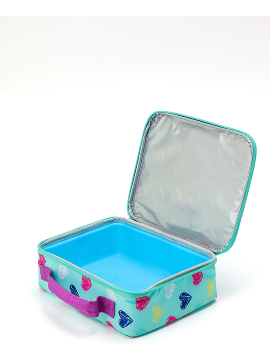 Thermos Lunchera Soft Con Cierre Corazones Celeste