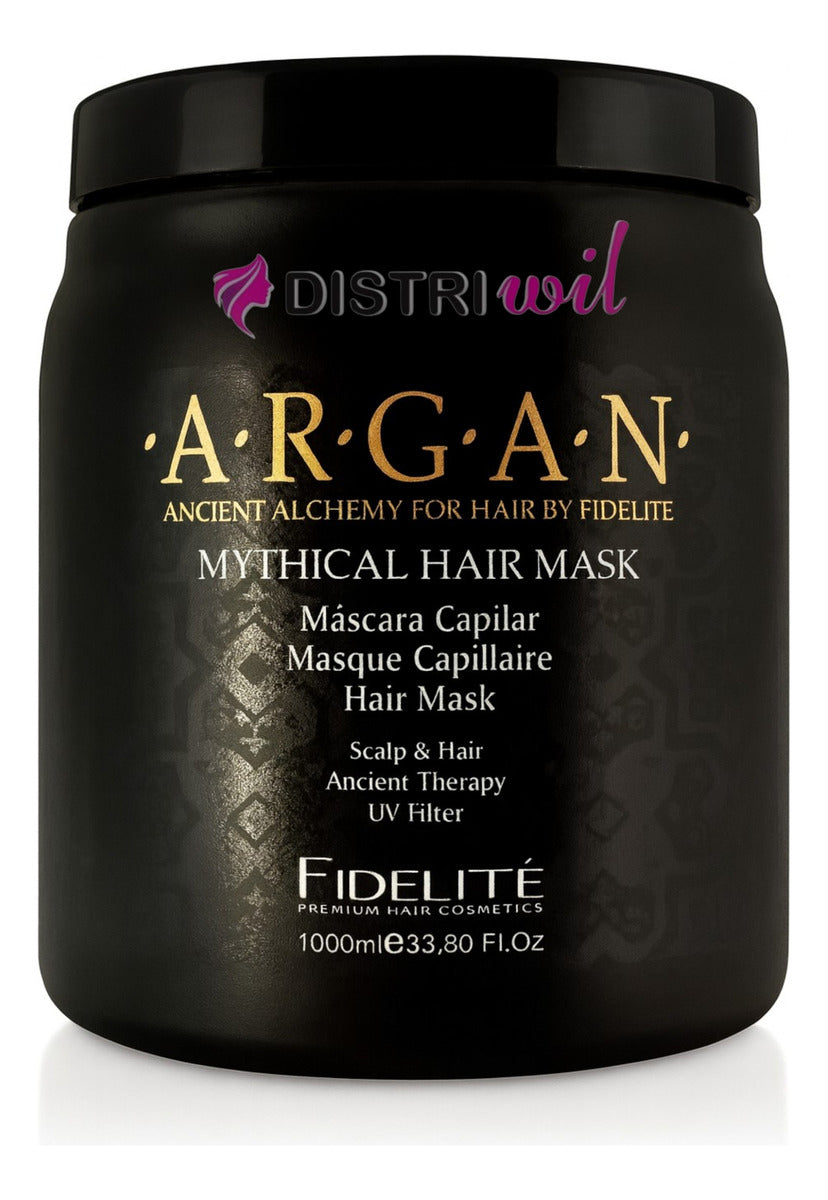 Kit Fidelite X3 Mascaras Capilares Argan Mythical + Keratina Reestructurante + Coco Con Vainilla X1000ml - Nutricion Brillo Suavidad Restauracion Hidratacion - Renueva Fibra Capilar