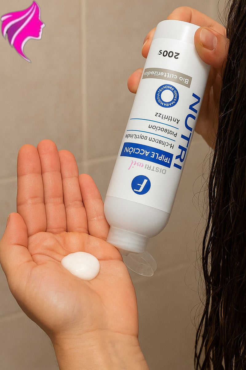 Nutri Triple Accion Frilayp X200g Hidratacion Profunda Proteccion AntiFrizz - Bio Cauterizador Sin Enjuague - Brillo con Oleo Extraordinario Reparacion Absoluta para Cabellos Deshidratados