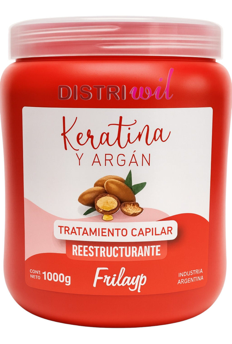 Kit 3 Baños De Crema Frilayp Botox + Keratina Y Argan + Lino Con Acido Hialuronico X1000g X3 Unidades - Reconstruye Fibra Capilar Hidrata Suaviza Renueva Revitaliza Nutre