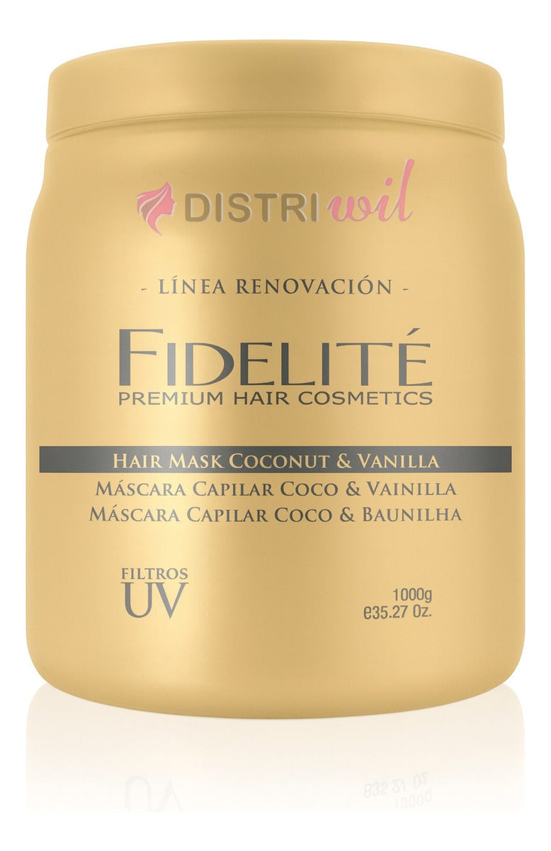 Kit Fidelite X3 Mascaras Capilares Argan Mythical + Keratina Reestructurante + Coco Con Vainilla X1000ml - Nutricion Brillo Suavidad Restauracion Hidratacion - Renueva Fibra Capilar
