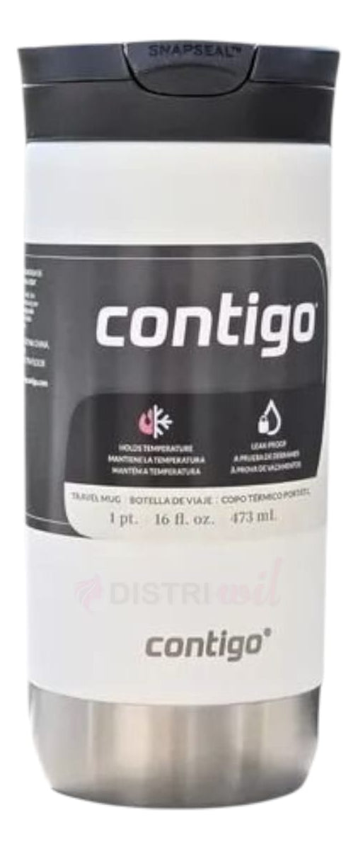 Vaso Termico Contigo Salt Blanco X473ml 20hs Conservacion Fria 6 Horas Caliente - Acero Inoxidable Libre Bpa - Mantiene Café Té Agua Uso Ideal Oficina Camping Viaje - Anti Derrame Tapa A Rosca