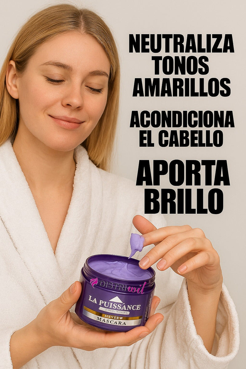 Tratamiento Capilar Matizador La Puissance Silver X250ml Ideal Uso Profesional Estetica Peluqueria Salon - Elimina Tonos Amarillos Para Un Rubio Natural