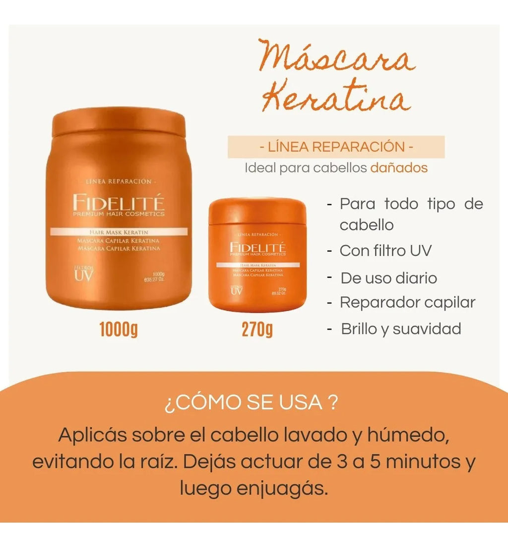 Kit Máscaras Fidelite Vainilla Almendras Keratina Acida X12u