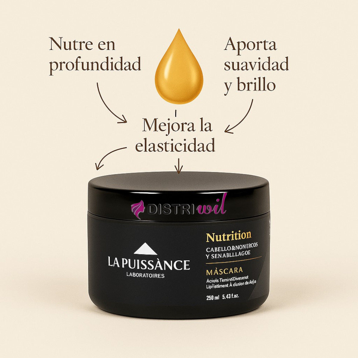 Mascara Capilar Nutricion La Puissance Acido Hialuronico En Liposomas Con Argan X250g Cabello Muy Seco - Uso Profesional Hidratacion Brillo Suavidad Humectacion Renovacion Restauradora