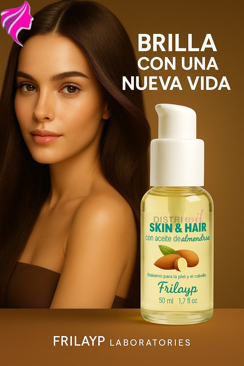 Booster Aceite De Almendras Serum Skin Y Hair Frilayp X50cc Hidratante Para Piel Y Cuerpo - Ideal Pieles Resecas - Cabellos Deshidratados Y Opacos - Suavidad Nutricion Brillo