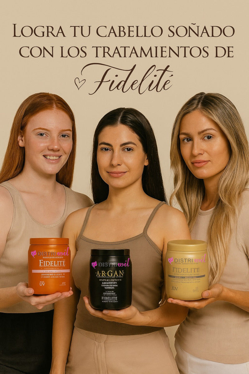 Kit Fidelite X3 Mascaras Capilares Argan Mythical + Keratina Reestructurante + Coco Con Vainilla X1000ml - Nutricion Brillo Suavidad Restauracion Hidratacion - Renueva Fibra Capilar