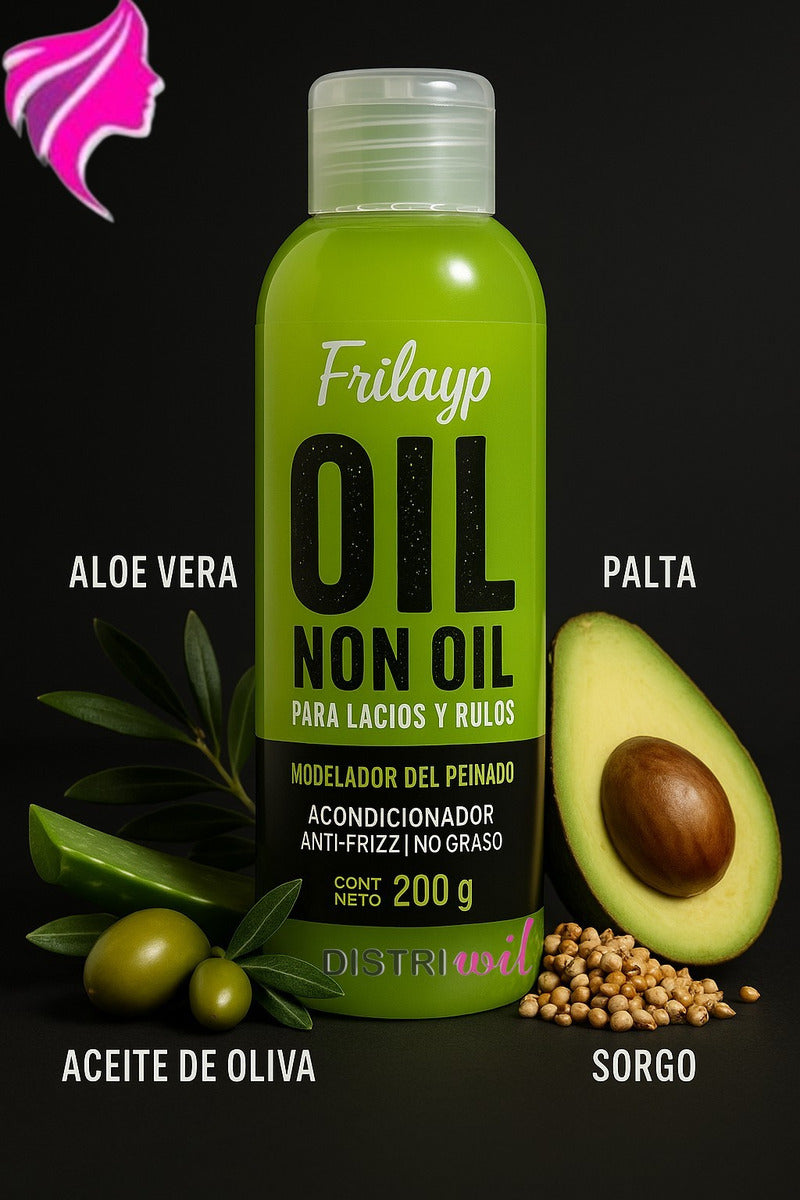Oil Non Oil Modelador De Peinados Frilayp X200g Acondiciona Antifrizz No Graso - Ideal Lacios Y Rulos - Uso Profesional Absolut Repair Brillo Oleo Extraordinario Hidratante Nutritivo Suaviza Humecta