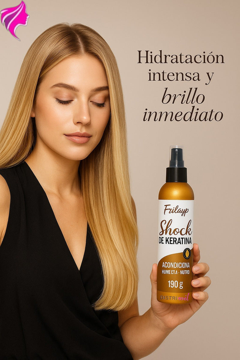 Frilayp Spray Shock De Keratina X190g Humecta Acondiciona Nutre - Ideal Uso Profesional Antiage Sin Formol - Fortalecedor Absolut Repair Brillo Extraordinario Antifrizz