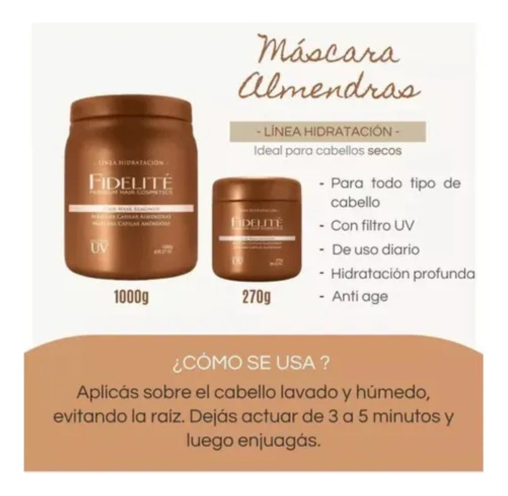 Kit Máscaras Fidelite Vainilla Almendras Keratina Acida X12u