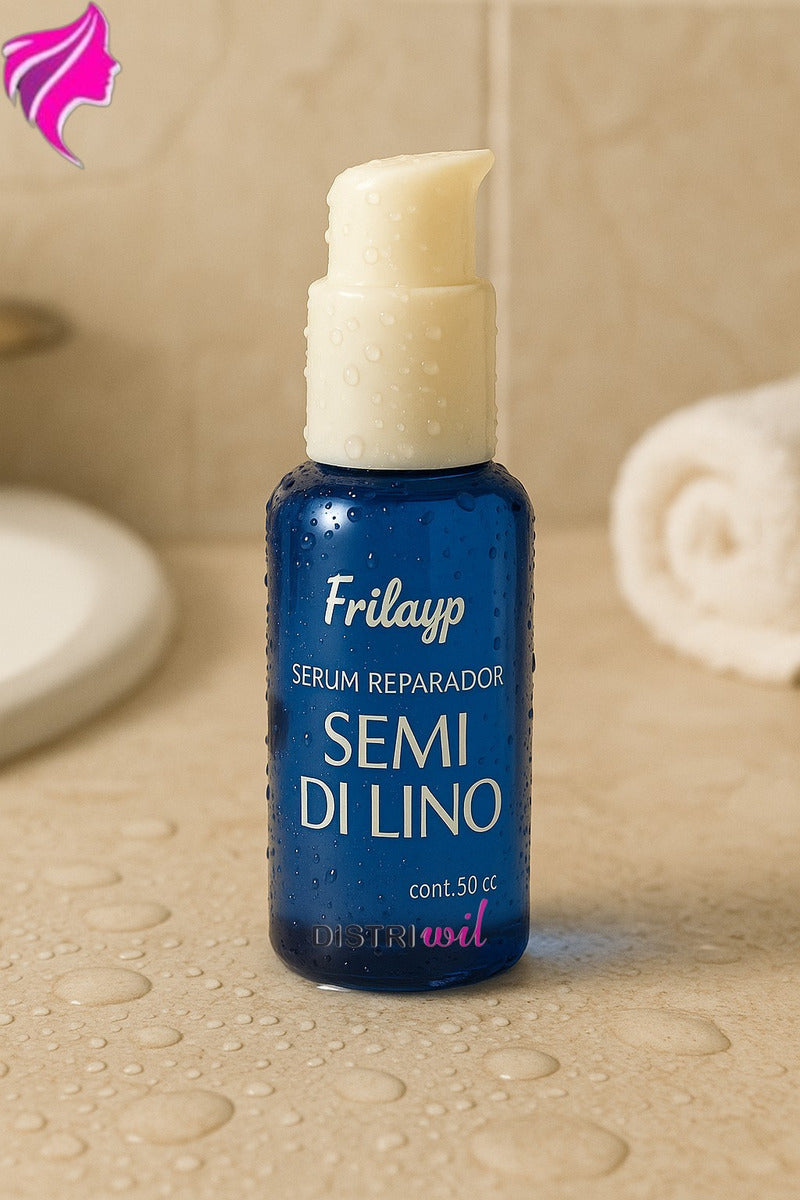 Serum Reparador Semi Di Lino Frilayp X50cc Repara Puntas Reconstruye Fibra Capilar Hidrata Suaviza Nutre Humecta - Ideal Uso Profesional Salon Belleza Peluqueria