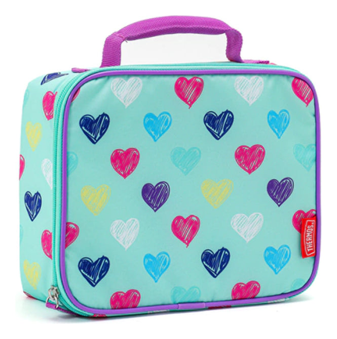 Thermos Lunchera Soft Con Cierre Corazones Celeste