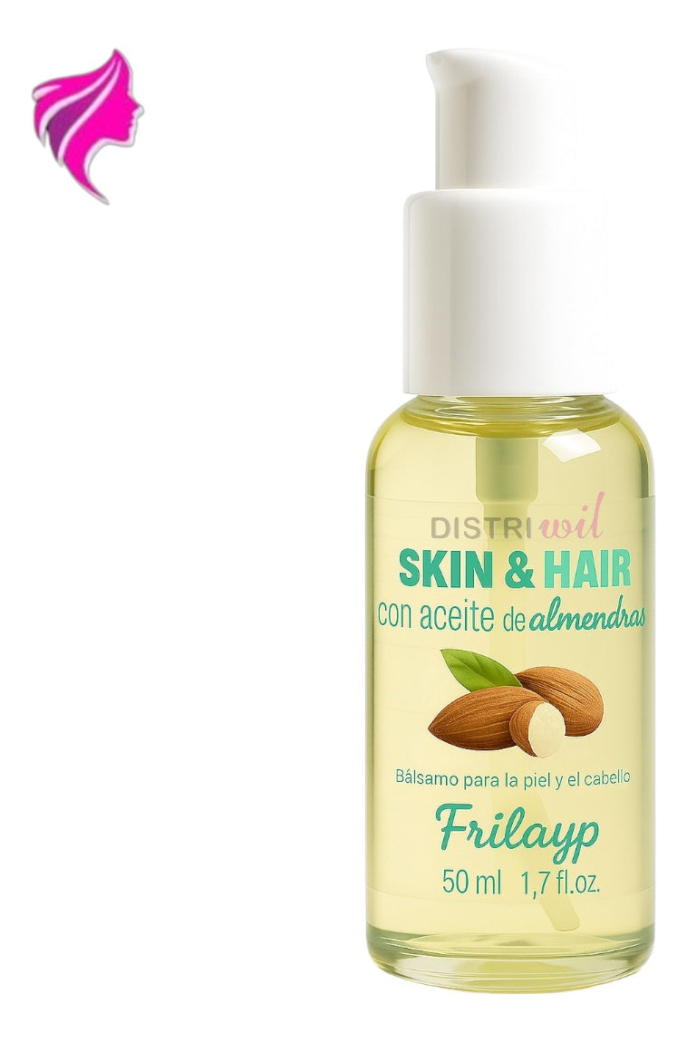 Booster Aceite De Almendras Serum Skin Y Hair Frilayp X50cc Hidratante Para Piel Y Cuerpo - Ideal Pieles Resecas - Cabellos Deshidratados Y Opacos - Suavidad Nutricion Brillo