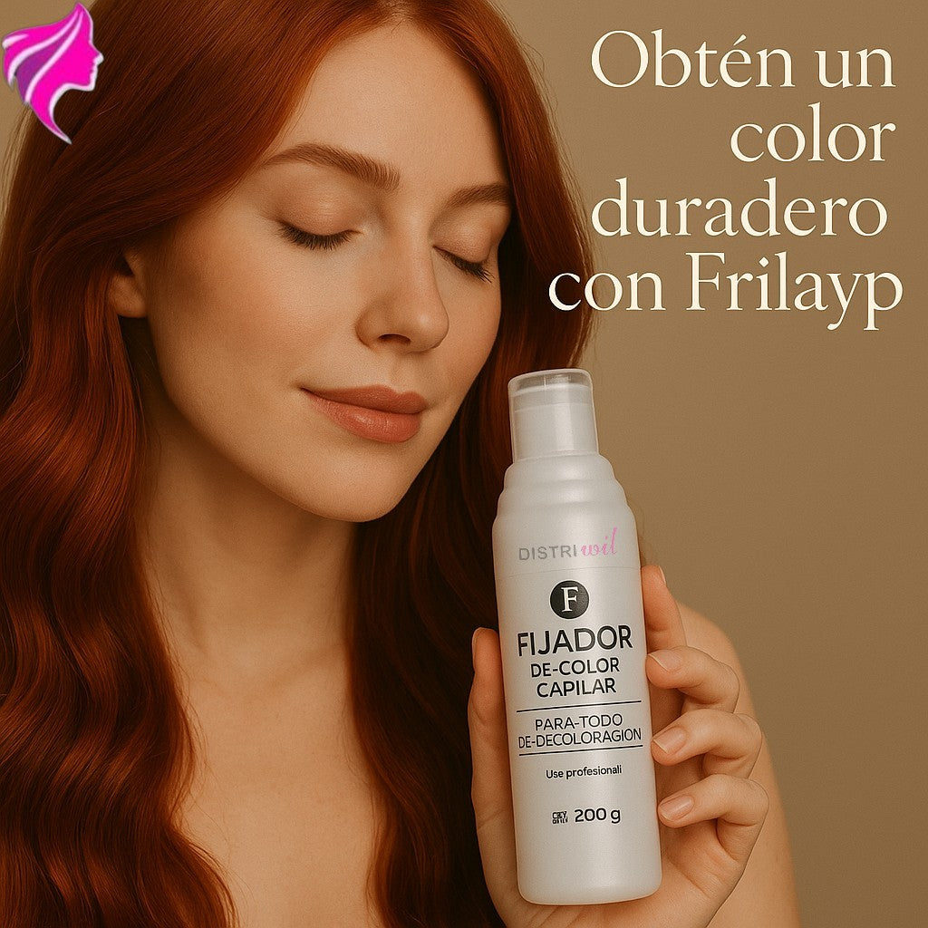 Fijador de Color Capilar Frilayp X200g Para Todo Tipo de Decoloracion Uso Profesional Color - Sella Coloracion Fortalece el Tinte Evitando Desvanecimiento - Color Intenso y Duradero