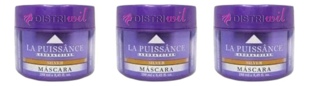 La Puissance Laboratoires Kit 3 Mascaras Capilares Matizador Silver X250ml Uso Profesional Cabellos Grises Rubios Platinados Con Reflejos Ideal Peluqueria Salon Barberia