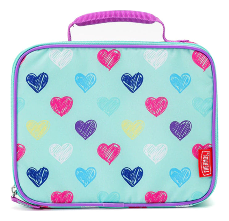 Thermos Lunchera Soft Con Cierre Corazones Celeste