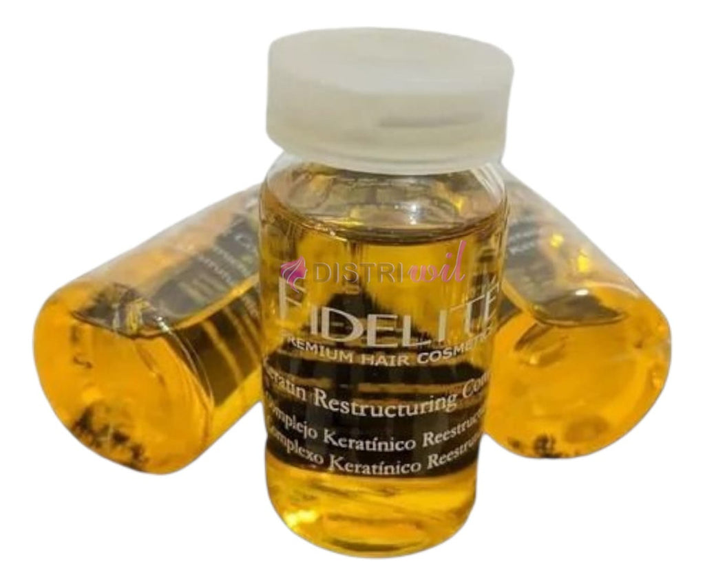Caja De Ampollas Complejo Keratina Renueva Los Nutrientes Esenciales Del Cabello Brillo Suavidad Hidratante Fidelite X12 Unidades Uso Profesional Premium Salon Belleza
