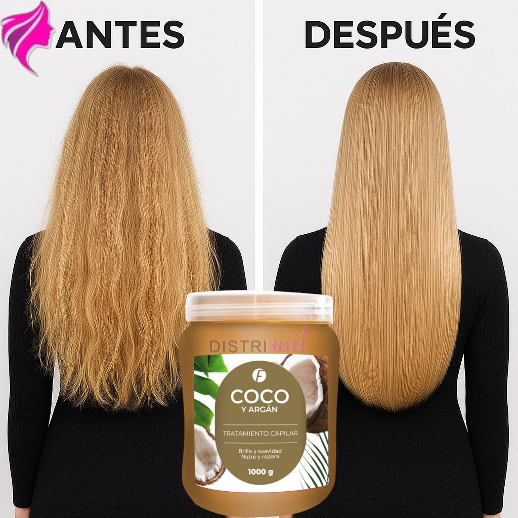 Tratamiento Capilar Argan Y Coco Frilayp X1000g Nutricion Intensa Brillo Extremo Oleo Extraordinario - Reparacion Reestructurante Revitaliza Suavidad Y Sedocidad Absolut Repair Fructis