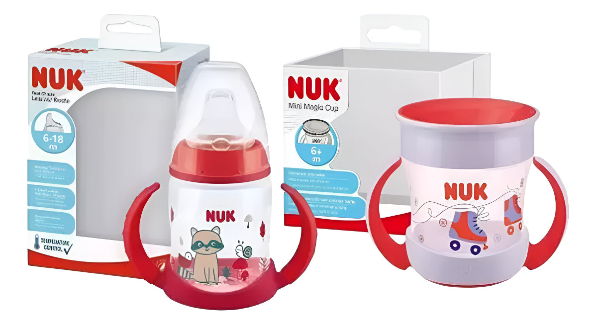 Kit Nuk First Choice X150ml 6-18m + Mini Magic Cup X160ml 6m Rojo Mapache / Patines