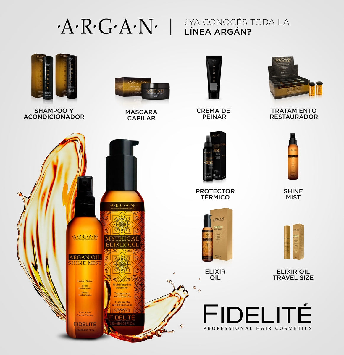 Fidelite Kit Argan Shampoo - Conditioner - Mascara - Ampolla