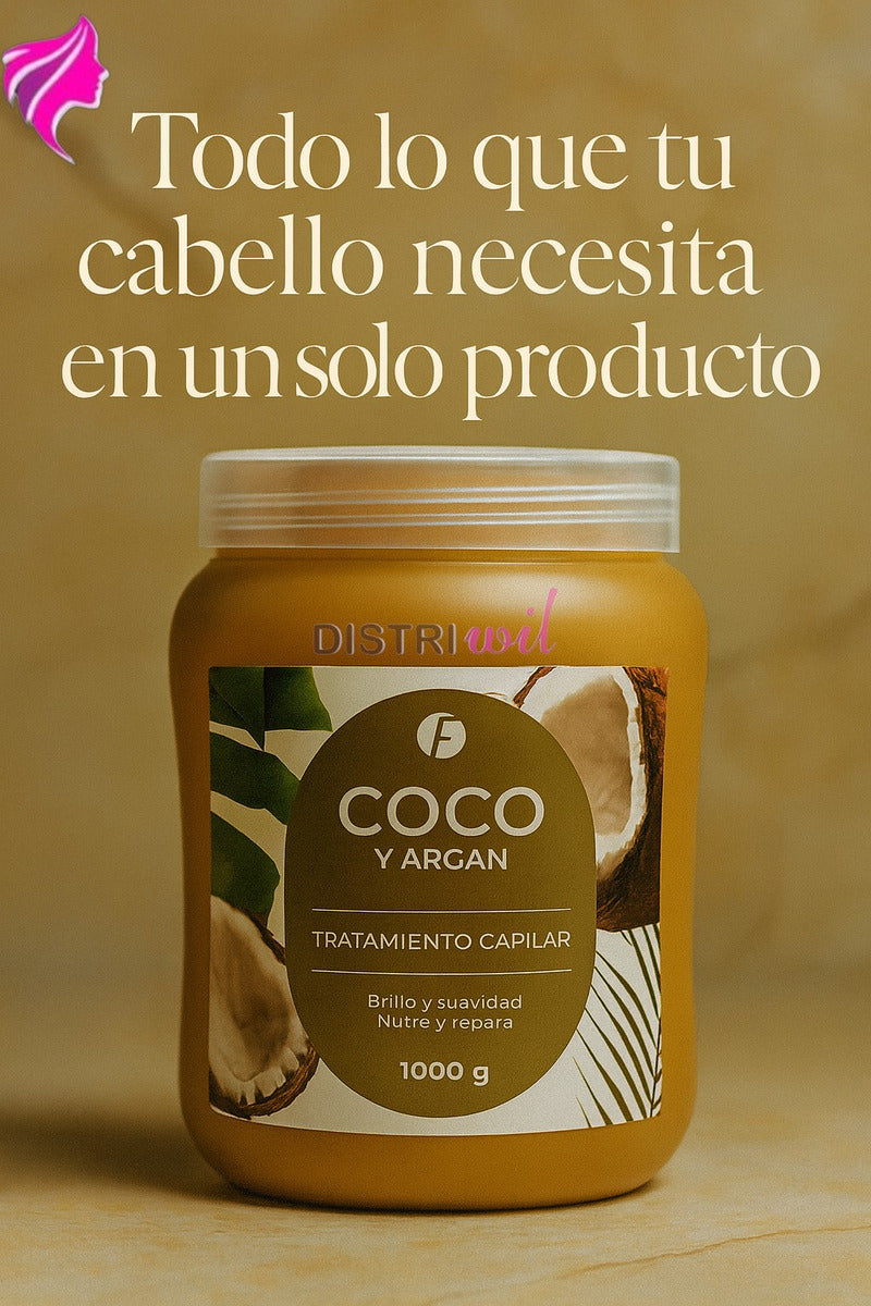 Tratamiento Capilar Argan Y Coco Frilayp X1000g Nutricion Intensa Brillo Extremo Oleo Extraordinario - Reparacion Reestructurante Revitaliza Suavidad Y Sedocidad Absolut Repair Fructis