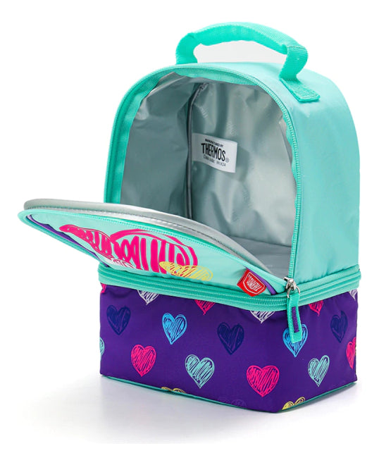 Lonchera Termica Thermos Kids Corazones Escolar Violeta