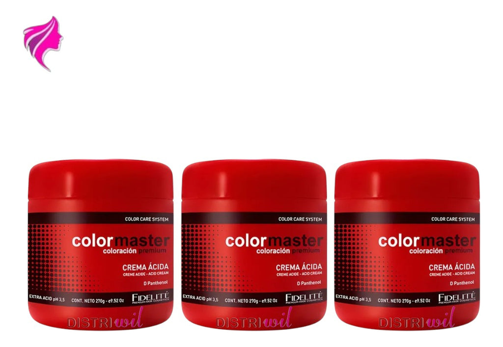 Combo Fidelite Mascaras Capilares Crema Extra Acida X270ml X3 Unidades Restaura Sella Cuticula Antifrizz Protege Fibra Capilar Brillo Hidratacion - Ideal Uso Post Decoloracion Alisado Coloracion