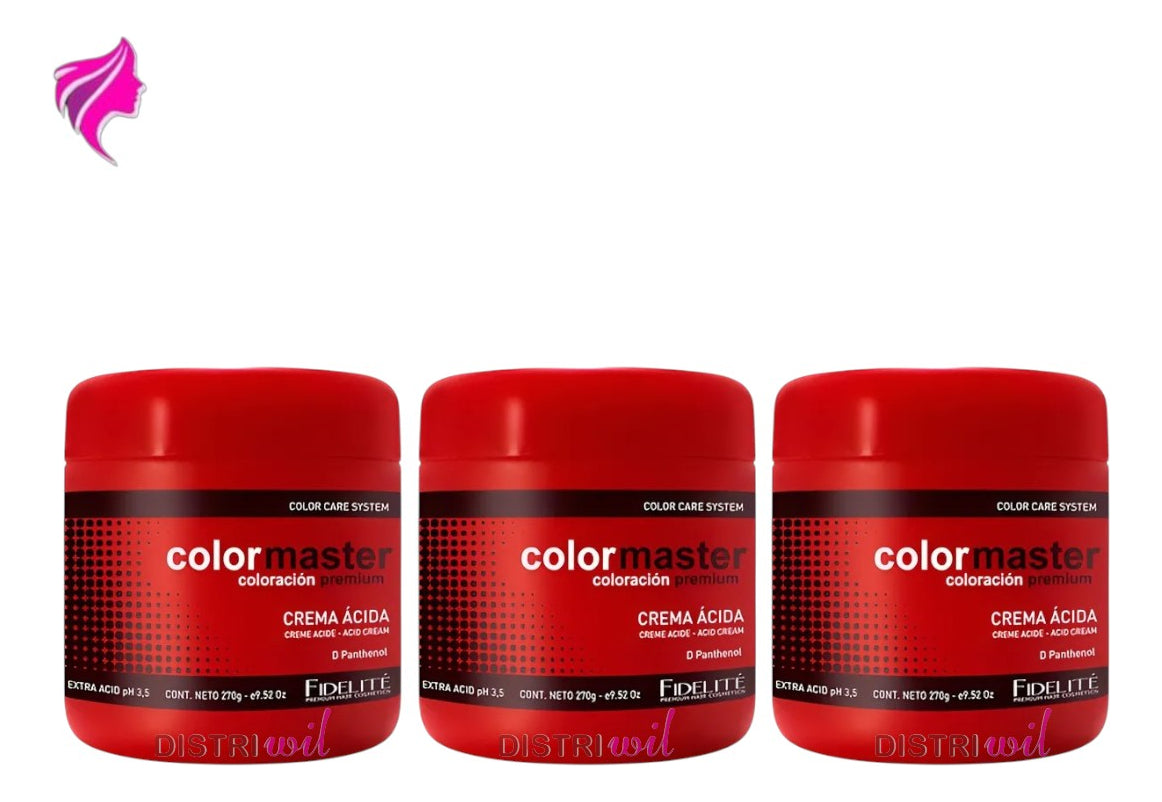 Combo Fidelite Mascaras Capilares Crema Extra Acida X270ml X3 Unidades Restaura Sella Cuticula Antifrizz Protege Fibra Capilar Brillo Hidratacion - Ideal Uso Post Decoloracion Alisado Coloracion