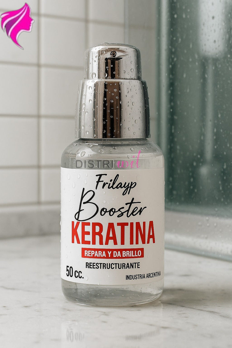 Booster De Keratina Frilayp X50cc Repara Da Brillo Y Suavidad - Serum Nutritivo Hidratante Reestructurante Antifrizz Humectante - Ideal Uso Profesional Reconstruye Fibra Capilar
