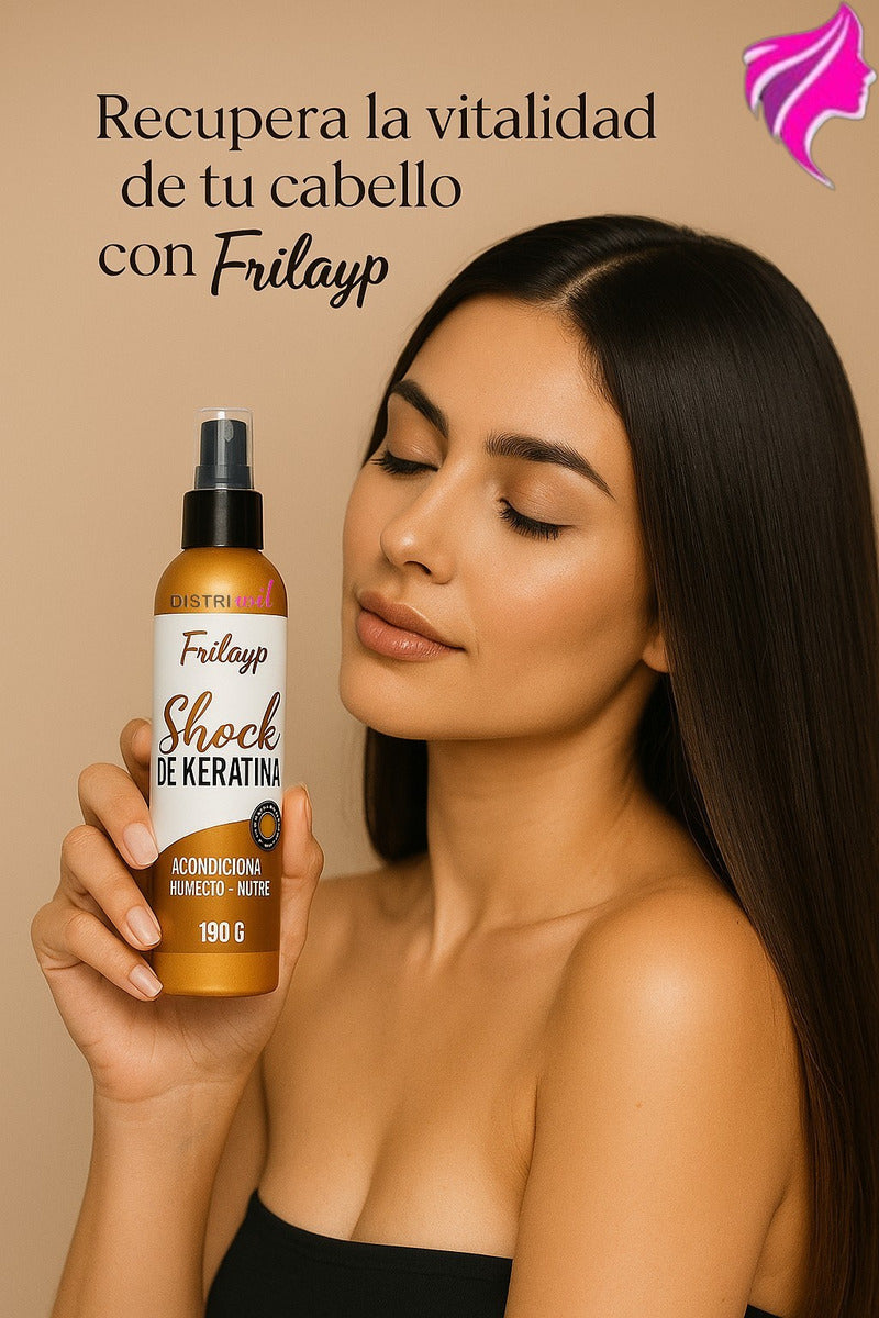 Frilayp Spray Shock De Keratina X190g Humecta Acondiciona Nutre - Ideal Uso Profesional Antiage Sin Formol - Fortalecedor Absolut Repair Brillo Extraordinario Antifrizz