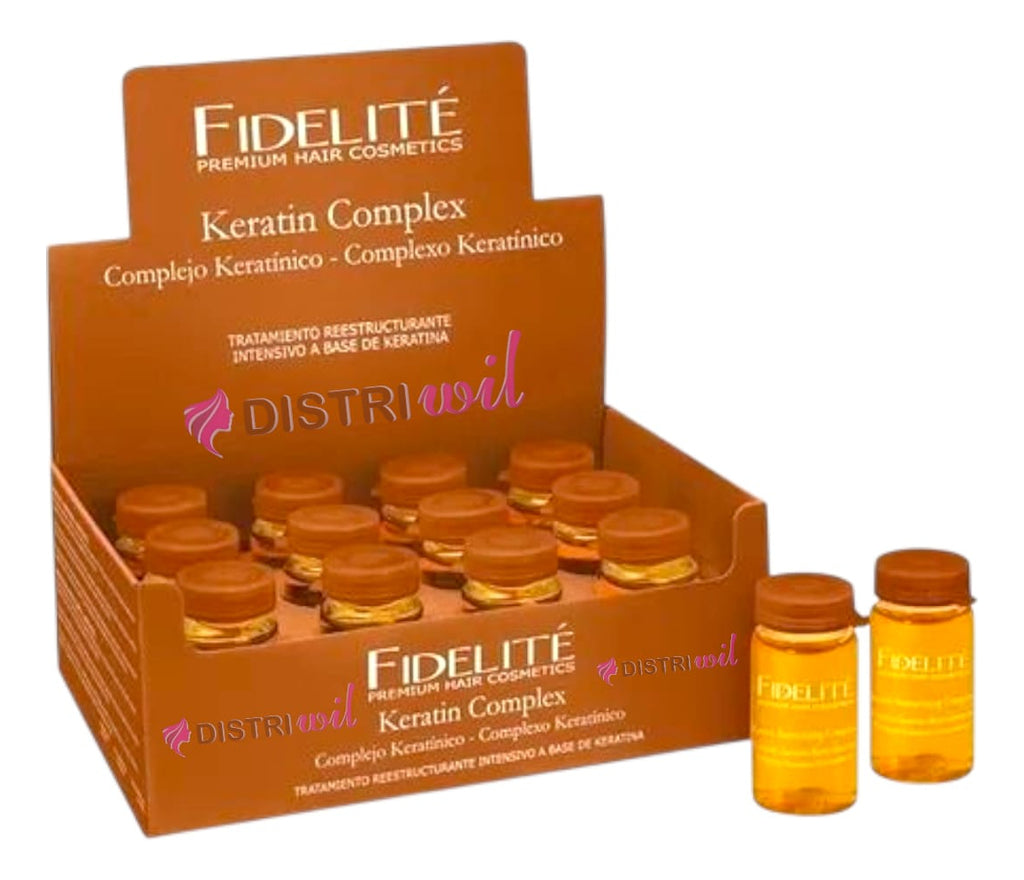 Caja De Ampollas Complejo Keratina Renueva Los Nutrientes Esenciales Del Cabello Brillo Suavidad Hidratante Fidelite X12 Unidades Uso Profesional Premium Salon Belleza