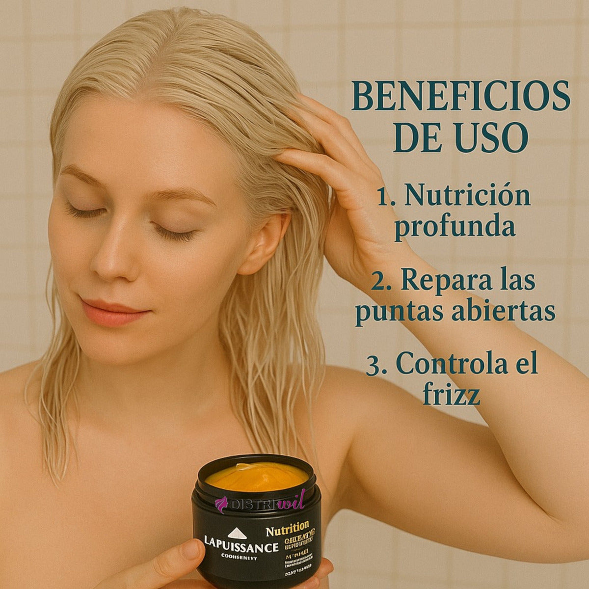 Mascara Capilar Nutricion La Puissance Acido Hialuronico En Liposomas Con Argan X250g Cabello Muy Seco - Uso Profesional Hidratacion Brillo Suavidad Humectacion Renovacion Restauradora