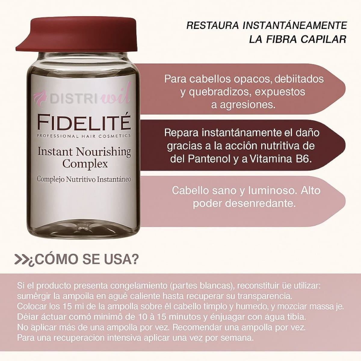 Caja De Ampollas Complejo Nutritivo X12 Unidades Fidelite Recupera la Nutricion Natural A Tu Cabello Suavidad Antifrizz Hidratacion Brillo Humectacion Reparacion Reestructurante