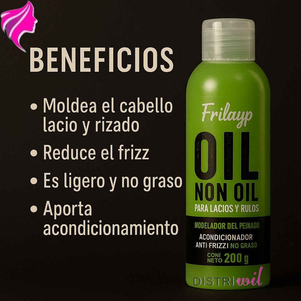 Oil Non Oil Modelador De Peinados Frilayp X200g Acondiciona Antifrizz No Graso - Ideal Lacios Y Rulos - Uso Profesional Absolut Repair Brillo Oleo Extraordinario Hidratante Nutritivo Suaviza Humecta
