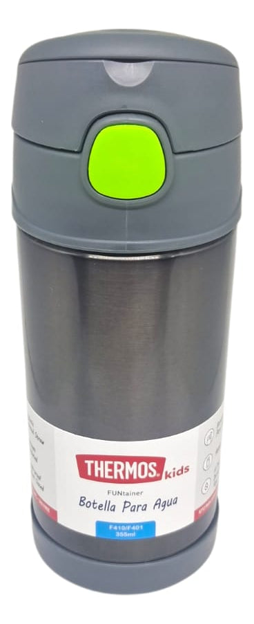 Botella Termica Thermos Funtainer 355ml Gris Y Verde Liso Gris Oscuro